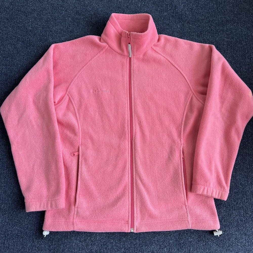 Columbia Fleece Jacket Womens Small Pink Full Zip Pockets Soft Cozy Outdoor
